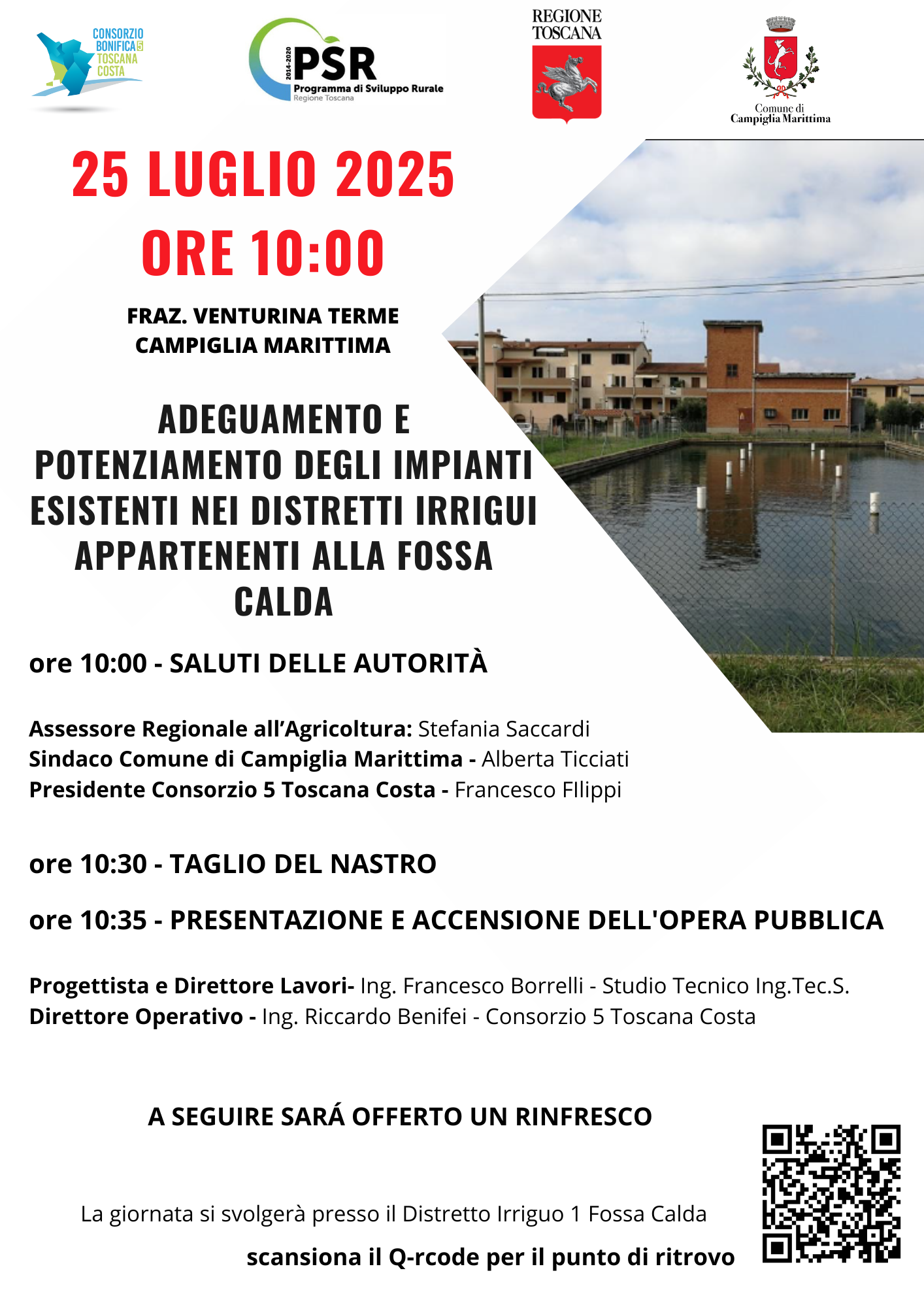 CB5, taglio del nastro per i lavori di potenziamento degli impianti irrigui della Fossa Calda